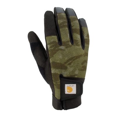Carhartt Men's Synthetic Leather High Dexterity Touch Sensitive Secure Cuff Glove, Basil Blind Fatigue Camo, Small