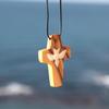 2 in Large Olive Wood Cross Necklace with White Dove, Christian Gift, Handcrafted Wooden Cross with Cotton Cord Ideal for Car Mirror. Faith Cross Pendant for the church & home, Certificate of Origin view 2
