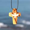 2 in Large Olive Wood Cross Necklace with White Dove, Christian Gift, Handcrafted Wooden Cross with Cotton Cord Ideal for Car Mirror. Faith Cross Pendant for the church & home, Certificate of Origin view 4