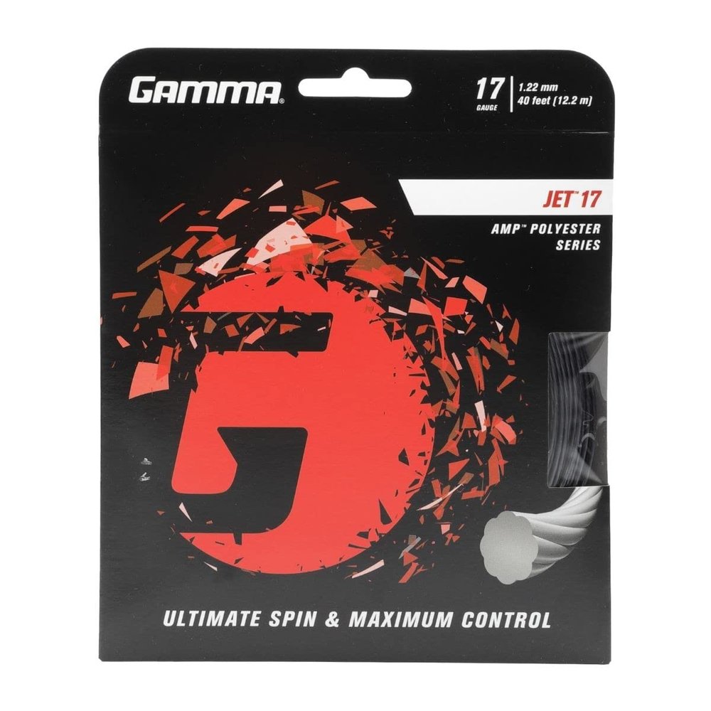 Gamma AMP Jet 17g Black Polyester Tennis Racquet String (2 Sets)