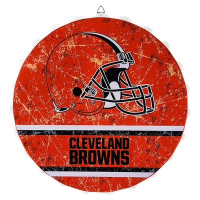 Cleveland Browns 13 Jumbo Metal Distressed Bottle Cap Wall Sign Limited Edition FOCO Browns Sign Represent the NFL and Show Your Spirit with Licensed Football Fan Gear