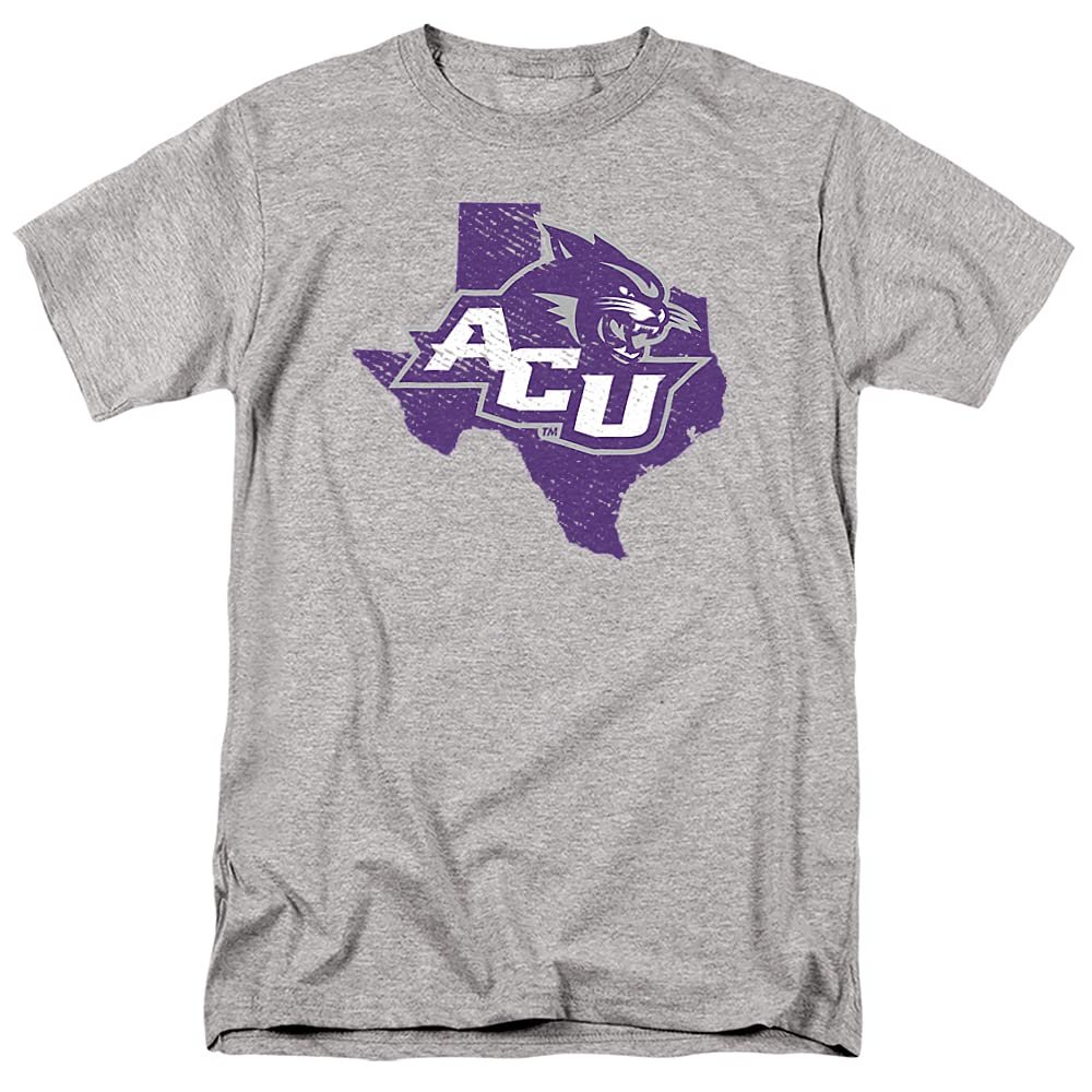 Abilene Christian University Official State Shape Short Sleeve Mens Cotton T-Shirt,Athletic Heather, Large