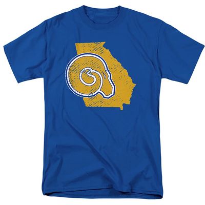 Albany State University Official State Shape Short Sleeve Mens Cotton T-Shirt,Royal, X-Large
