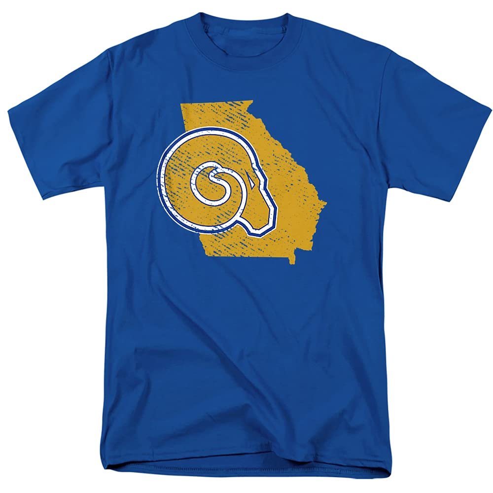 Albany State University Official State Shape Short Sleeve Mens Cotton T-Shirt,Royal, X-Large