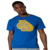 Albany State University Official State Shape Short Sleeve Mens Cotton T-Shirt,Royal, X-Large view 2
