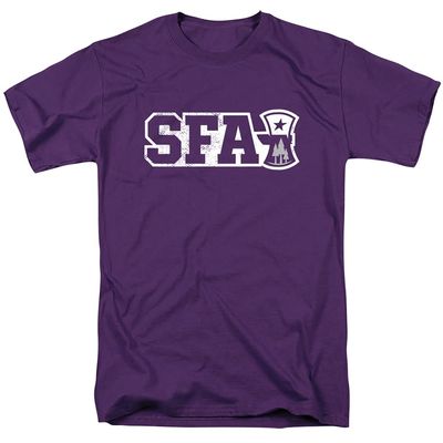 Stephen F Austin State University Official State Shape Short Sleeve Mens Cotton T-Shirt,Purple, Small