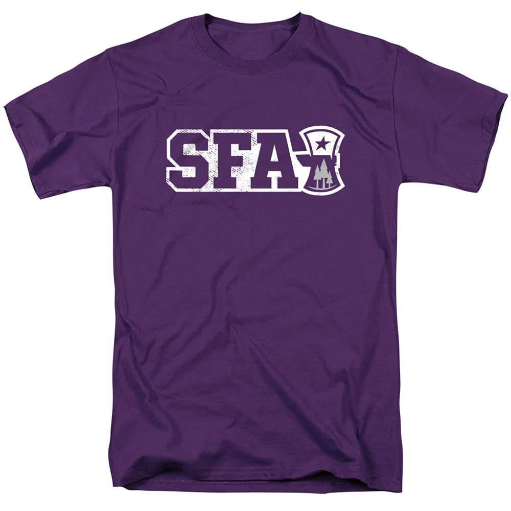 Stephen F Austin State University Official State Shape Short Sleeve Mens Cotton T-Shirt,Purple, Small