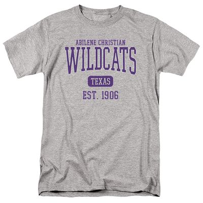 Abilene Christian University Official Est. Date Short Sleeve Mens Cotton T-Shirt,Athletic Heather, Medium