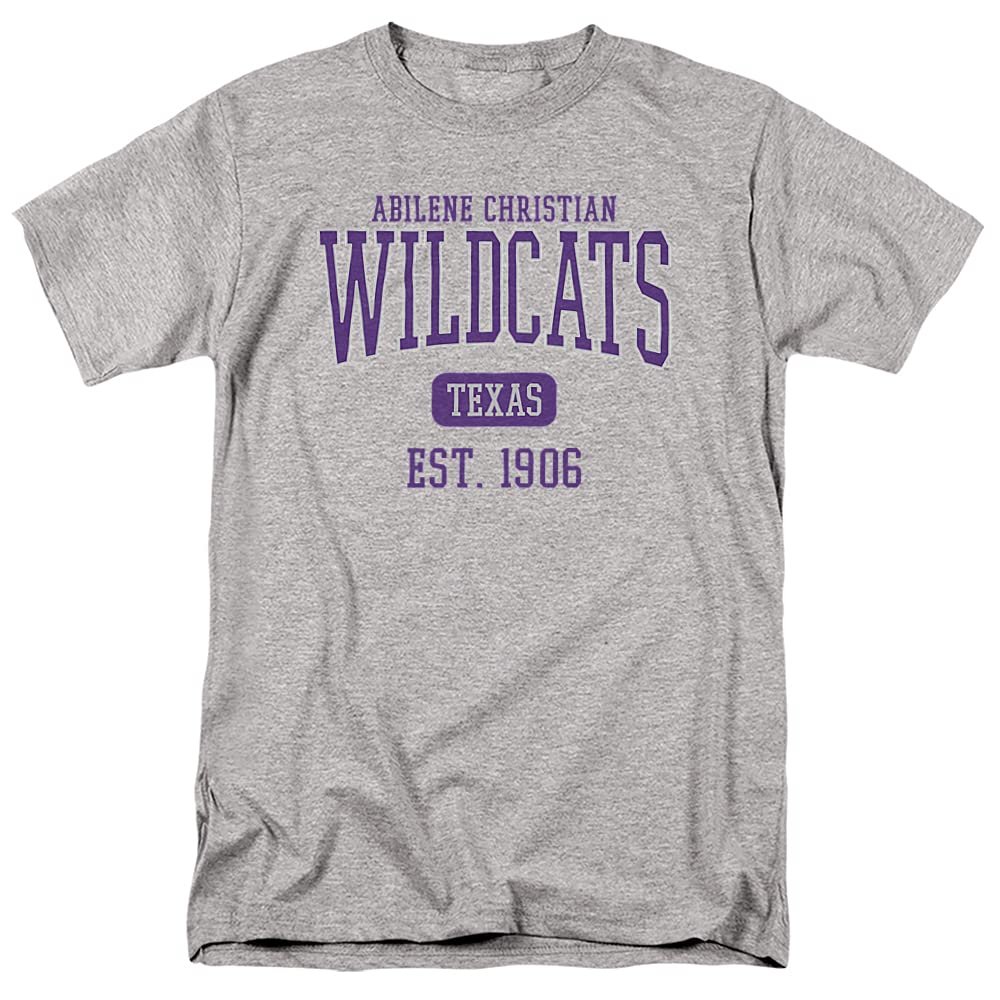 Abilene Christian University Official Est. Date Short Sleeve Mens Cotton T-Shirt,Athletic Heather, Medium