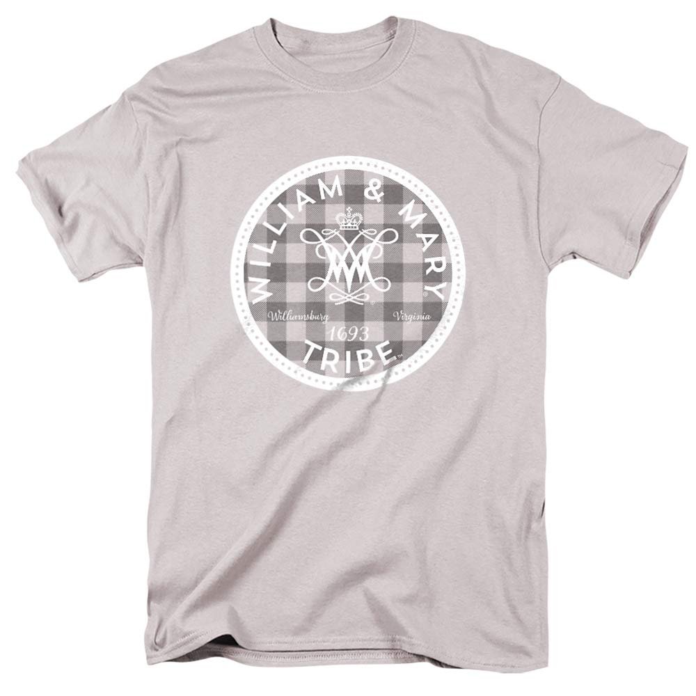 College of William and Mary Official Plaid Short Sleeve Mens Cotton T-Shirt,Silver, 2X-Large