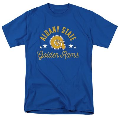Albany State University Official Golden Rams Short Sleeve Mens Cotton T-Shirt,Royal, Medium