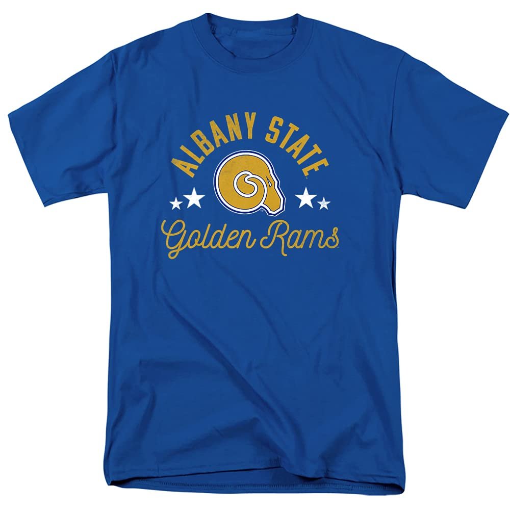 Albany State University Official Golden Rams Short Sleeve Mens Cotton T-Shirt,Royal, Medium