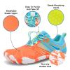 XIHALOOK Womens Barefoot Athletic Aqua Water Sports Hiking Shoes with Wide Toe Trail Running Shoes Orange Blue, 10 Women/8.5 Men view 2