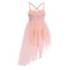 Huimingda Ballet Leotards for Girls Kids Latin Dress Sequins Sleeveless Tutu Dress Lyrical Dance Skating Costume Orange 4-5 Years view 2