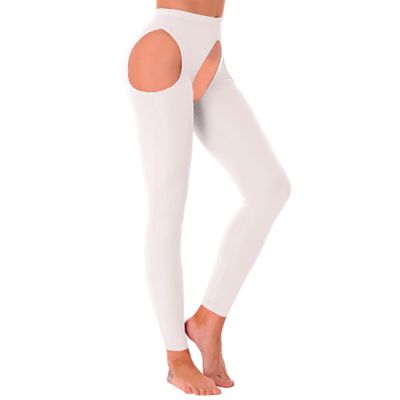 Linjinx Women's Suspender Nylon Pantyhose Thigh-High Stockings Lingerie Hollow Out Leggings Tights White One Size