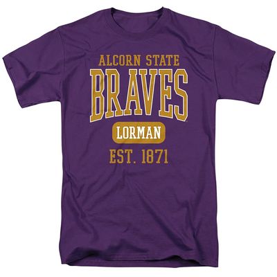Alcorn State University Official Est. Date Short Sleeve Mens Cotton T-Shirt,Purple, Small