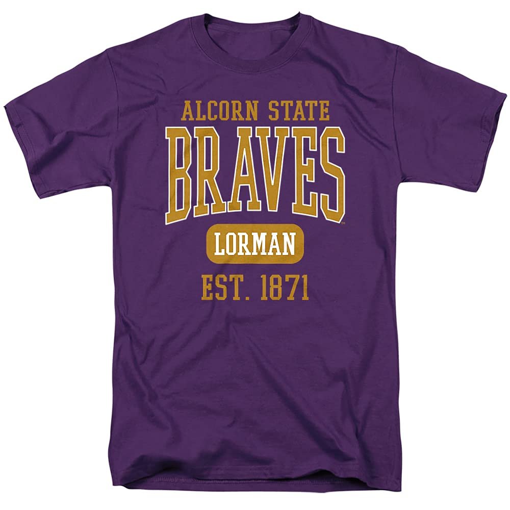 Alcorn State University Official Est. Date Short Sleeve Mens Cotton T-Shirt,Purple, Small