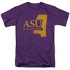 Alcorn State University Official State Shape Short Sleeve Mens Cotton T-Shirt,Purple, Large view 1