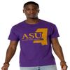 Alcorn State University Official State Shape Short Sleeve Mens Cotton T-Shirt,Purple, Large view 2