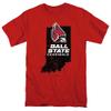 Ball State University Official State Shape Short Sleeve Mens Cotton T-Shirt,Red, Medium view 1