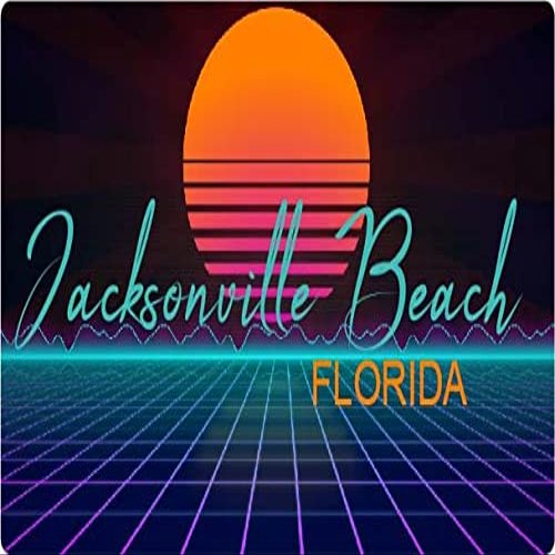 Jacksonville Beach Florida 2 X 1.25-Inch Vinyl Decal Stiker Retro Neon Design