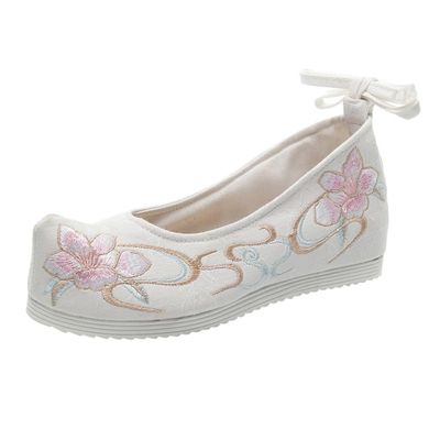 Holibanna Hanfu Shoes for Women Embroidered Canvas Flats Chinese Style Breathable Non-Slip Comfortable Performance Footwear 9.44X3.30X1.96In