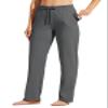 Willit Women's Cotton Sweatpants Open Bottom Yoga Sports Pants Straight Leg Lounge Athletic Pants with Pockets Deep Gray XL view 1