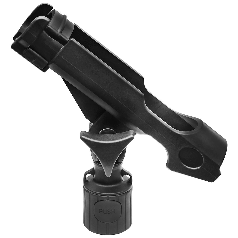 MiniPort 360 Rotating Fishing Rod Holder - Compact Mini Rod Holder with Track Mounting Base Kit, Round Base & Rod Socket, Installation Accessories & Tools Included