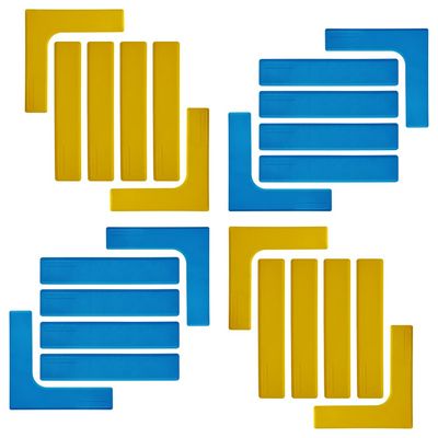 Eco Walker Court Lines Marker Kit Throw Down Markers Create Your Own Mini Pickleball Tennis Court (Blue-Yellow I L Shape)