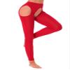 Linjinx Women's Suspender Nylon Pantyhose Thigh-High Stockings Lingerie Hollow Out Leggings Tights Red One Size view 2