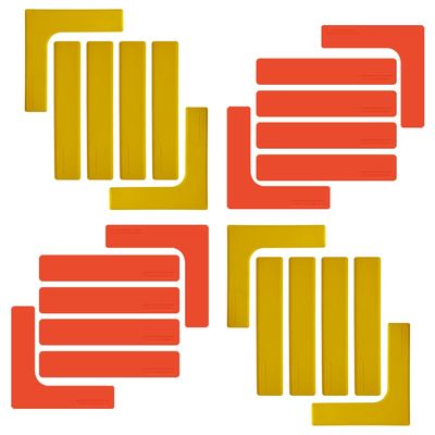Eco Walker Court Lines Marker Kit Throw Down Markers Create Your Own Mini Pickleball Tennis Court (Red-Yellow I L Shape)