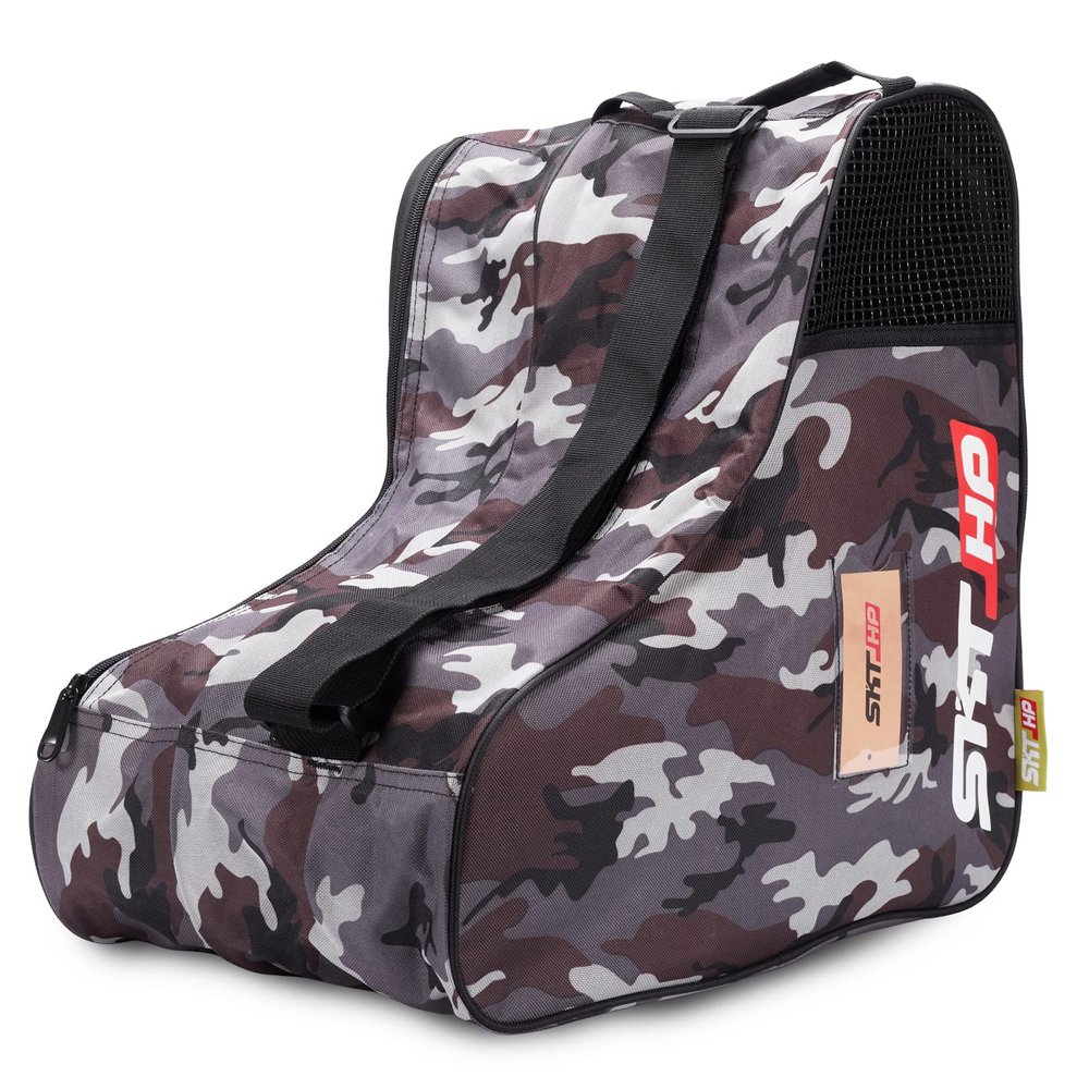 Roller Skate Bag with Adjustable Shoulder Strap for Kids And Adults to Hold Inline Skates Roller Skates Knee pads (Camo Grey)