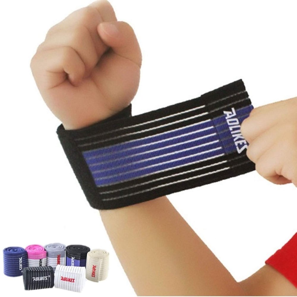 AIZXC Wrist Wraps Support Brace for Men & Women, 2 Pack Bandages for Work Out & Fitness, Injury Prevention, Pain Relief and Recovery. Effective for Carpal Tunnel & Sprains (Black/Blue)