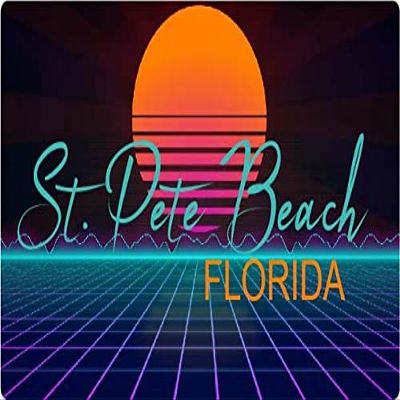 St. Pete Beach Florida 2 X 1.25-Inch Vinyl Decal Stiker Retro Neon Design
