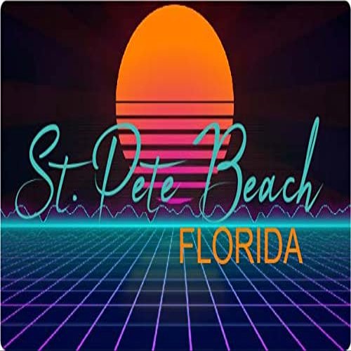 St. Pete Beach Florida 2 X 1.25-Inch Vinyl Decal Stiker Retro Neon Design