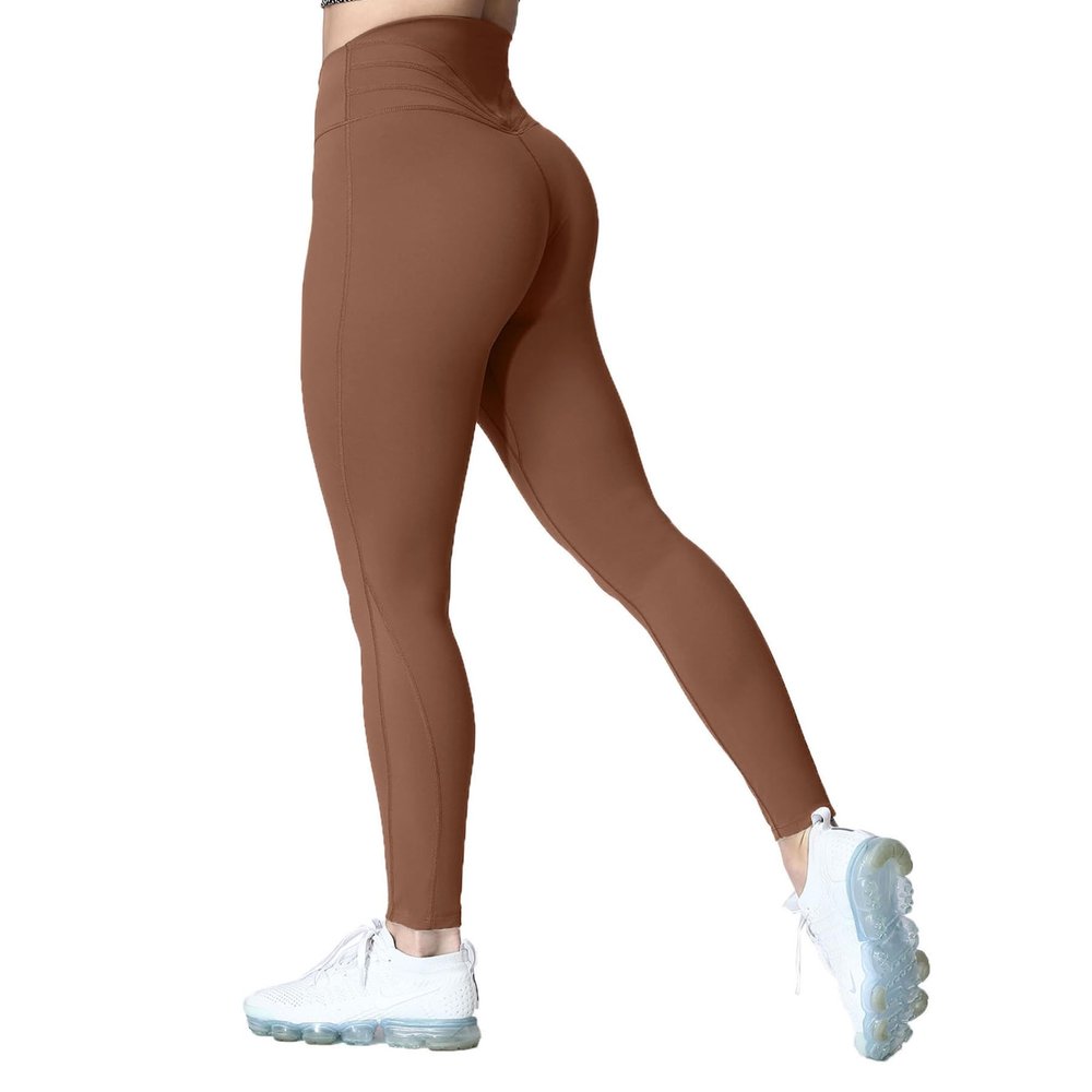 Aoxjox High Waisted Workout Leggings for Women Trinity Yoga Pants 26.5" (Dandelion Brown, Medium)