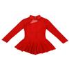Huimingda Kids Girls Figure Ice Roller Skating Dress Mock Turtleneck Leotard Ballet Dance Wear Outfits Red 10 Years view 3