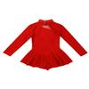 Huimingda Kids Girls Figure Ice Roller Skating Dress Mock Turtleneck Leotard Ballet Dance Wear Outfits Red 10 Years view 4