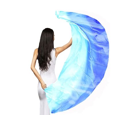 Aumulen 8mm Hand-made Belly Dance Silk Scarf Veils for Women Gradual Colors 98"x45" (Turquoise Blue)