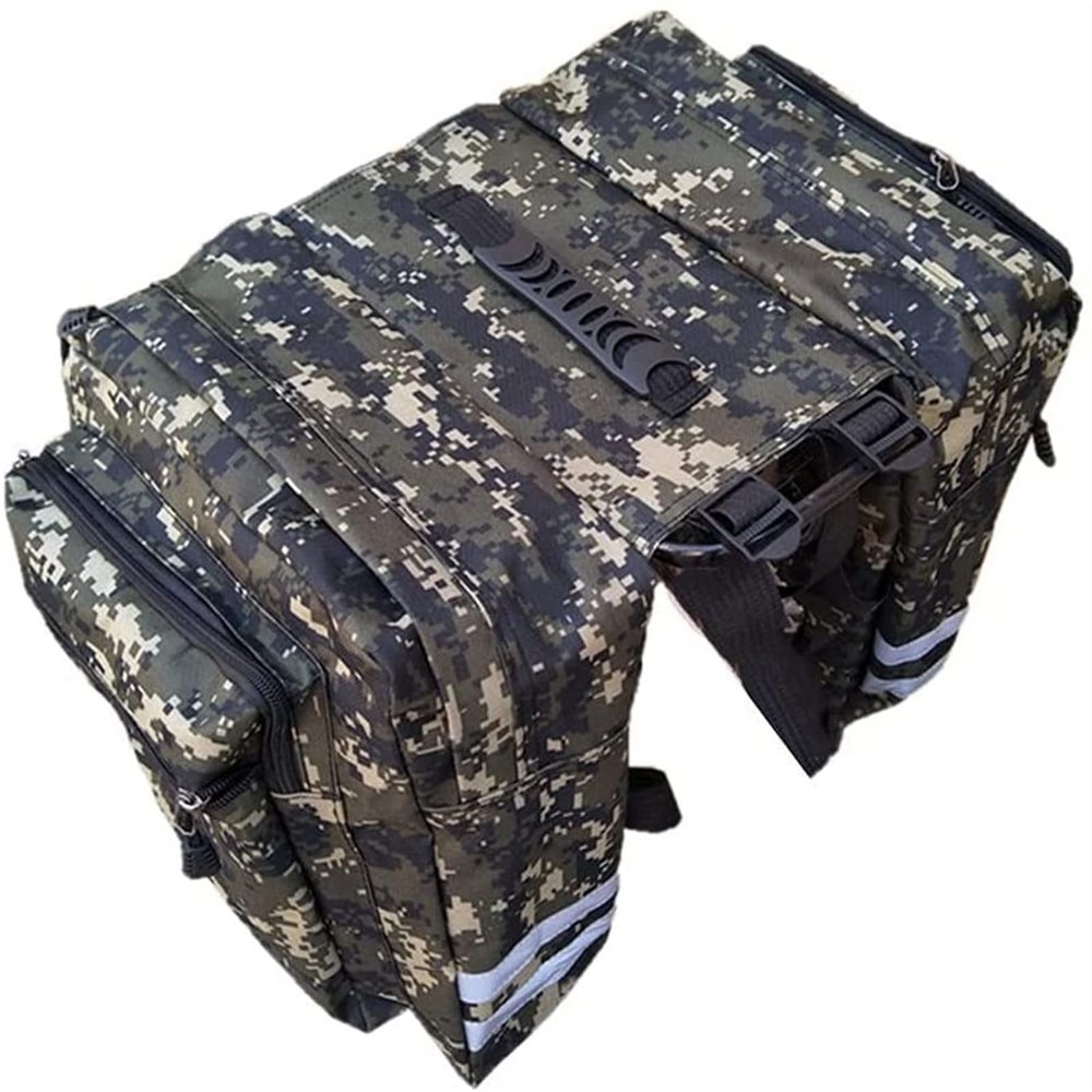 BANGDIAN Universal Mountain Road Bike Bags Bicycle 2 in 1 Camo Trunk Bags Cycling Double Side Rear Rack Pannier Pack Luggage Carrier Multifunctional (Color : Green)