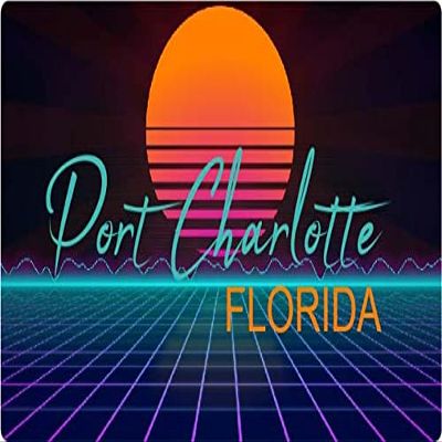 Port Charlotte Florida 2 X 1.25-Inch Vinyl Decal Stiker Retro Neon Design
