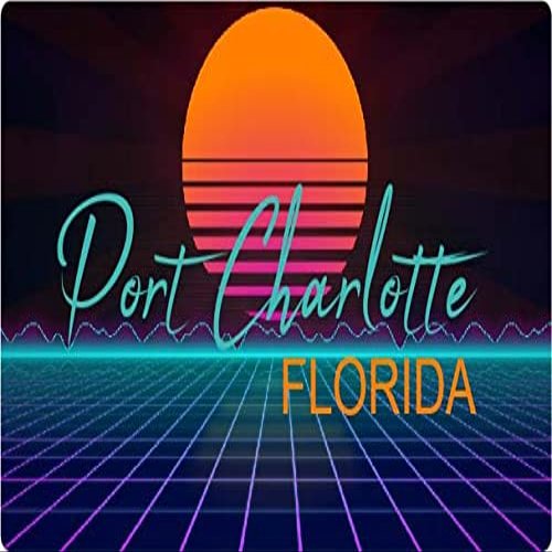 Port Charlotte Florida 2 X 1.25-Inch Vinyl Decal Stiker Retro Neon Design