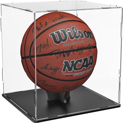Basketball Display Case Stand,Clear Acrylic Display Case for Action Figures Toys Collectibles,Soccer Ball ,Need self-Assembly(9.8x9.8x11inch;25x25x28cm)