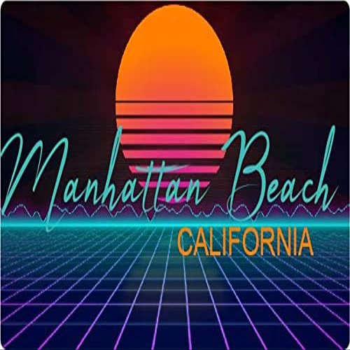 Manhattan Beach California 2 X 1.25-Inch Vinyl Decal Stiker Retro Neon Design