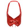 vastwit Womens Sparky Sequins Vest Sleeveless Halter Neck Waistcoat Clubwear Jazz Dance Tank Tops Red One_Size view 1