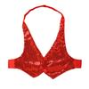 vastwit Womens Sparky Sequins Vest Sleeveless Halter Neck Waistcoat Clubwear Jazz Dance Tank Tops Red One_Size view 4