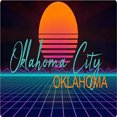 Oklahoma City Oklahoma 2 X 1.25-Inch Vinyl Decal Stiker Retro Neon Design