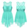 RUNQHUI Kids Girls Sequined Ballet Lyrical Modern Dance Dress Gymnastics Leotard Ballerina Dancewear Mint_Green 10 Years view 1