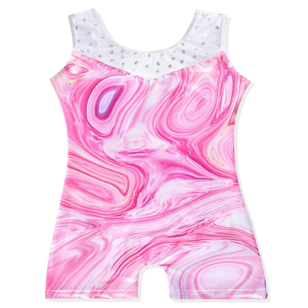 Belovance Leotards for Girls Gymnastics Unicorn Athletic Dance Wear Shiny Rainbow Blue Hotpink (Pink, 9-10 Years)