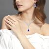 Blue Teardrop Stud Dangle Earrings and Necklace Crystal Jewelry Set, Thank You for Helping Us Tie The Knot Gift Y1799 view 2